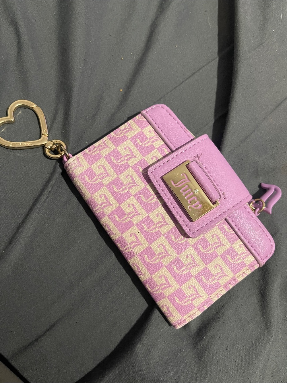 Juicy Couture Lavender & Cream Monogram Card & Key Holder with Heart Keyring